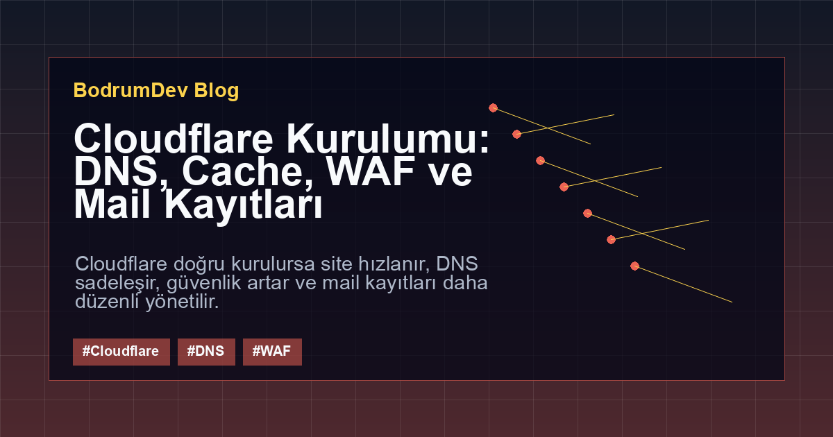 Cloudflare Kurulumu: DNS, Cache, WAF ve Mail Kayıtları kapak görseli