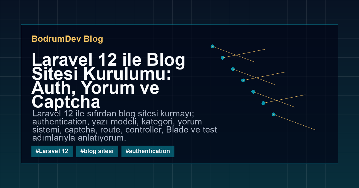 Laravel 12 ile Blog Sitesi Kurulumu: Auth, Yorum ve Captcha kapak görseli