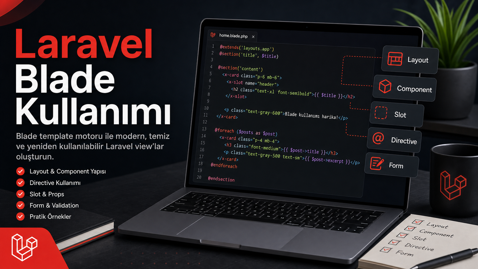 Laravel’de Blade Kullanımı: Kod Örnekleriyle Rehber kapak görseli
