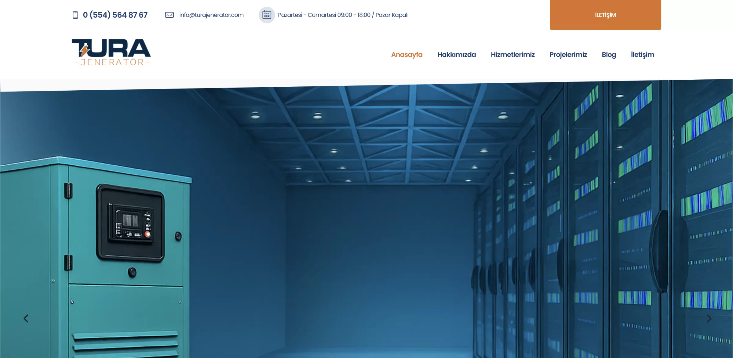 Tura Jeneratör web ekran görüntüsü