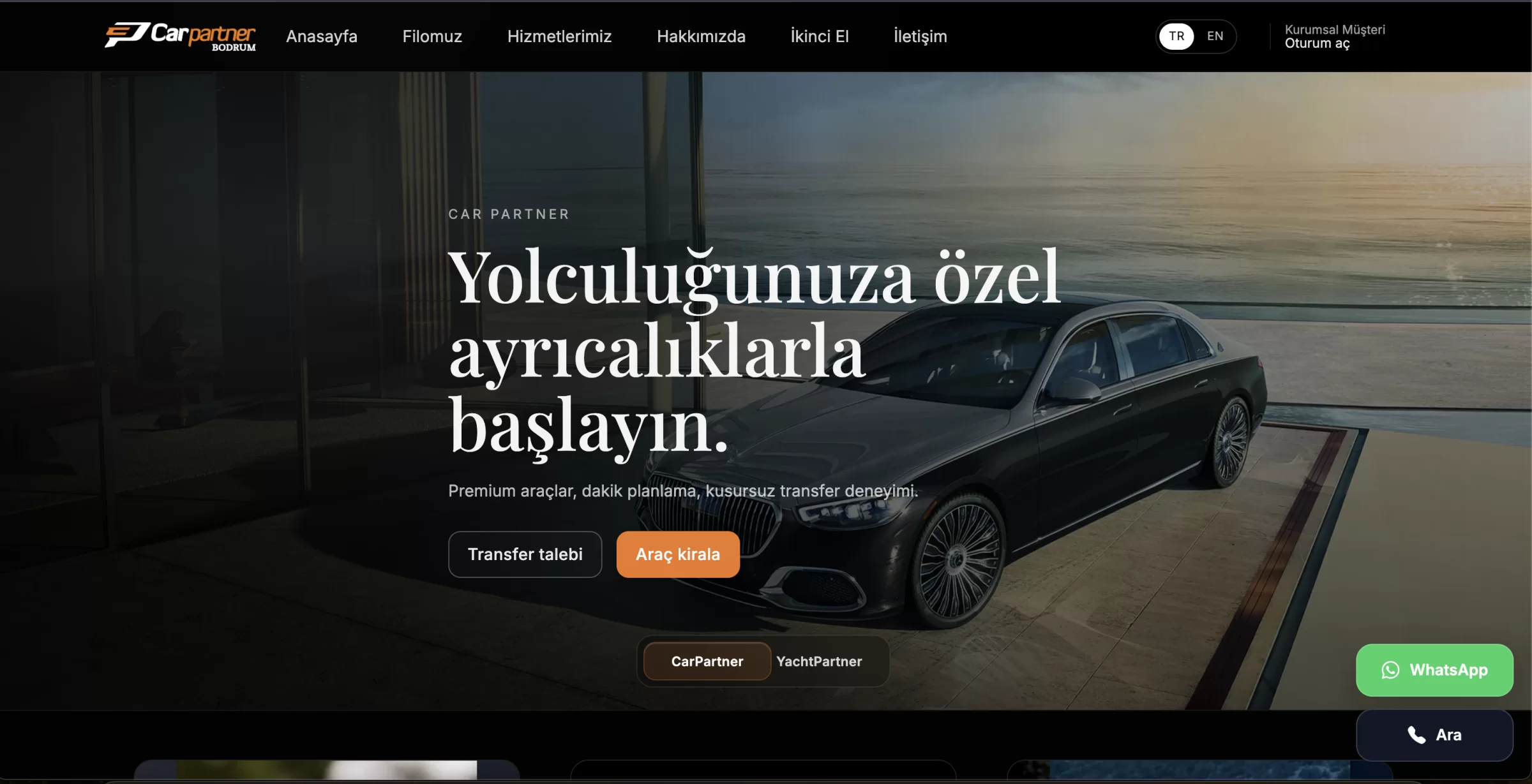 Car Partner Bodrum web ekran görüntüsü